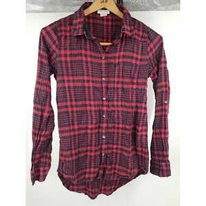 Love Notes Women's Long Sleeve Plaid Flannel Shirt‎ Size Medium 100% Cotton